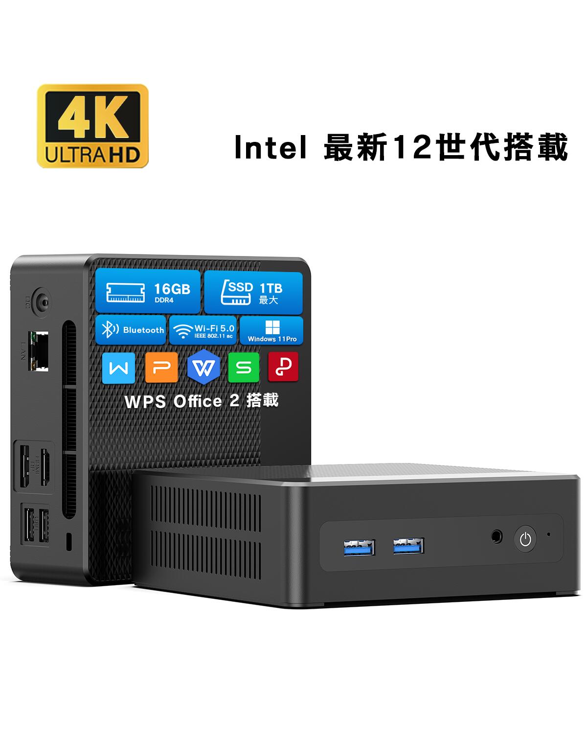 デスクトップ パソコン ミニPC miniPC インテル Intel 第12世代 Alder Lake N100 mini pc 最大3.4GHz  高解像度 UHD 4K デスクトップpc Windows11 WPS メモリ16GB DDR4 SSD 1TB最大 VETESA 省スペース小型pc  ...