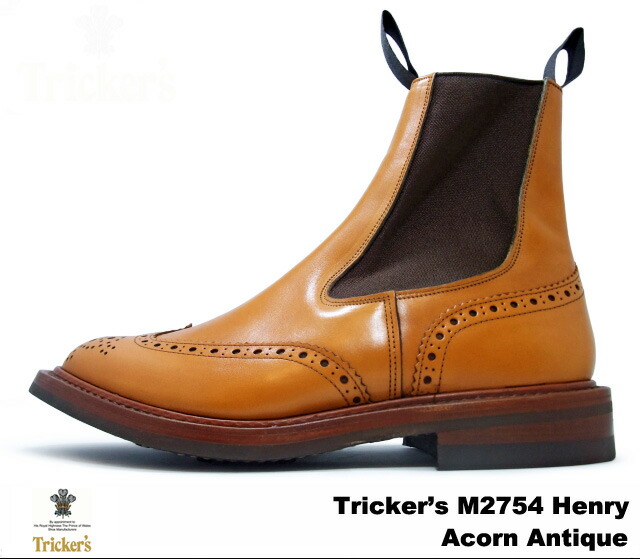 トリッカーズ カントリーブーツ トリッカーズ ウィングチップ メンズ Trickers サイドゴアブーツ メンズ M2754 Elastic Henry Brogue サイドゴア エイコンアンティーク ブーツ Trickers Boot Acorn Antique Premium Oneトリッカーズ カントリーブーツ サイドゴア