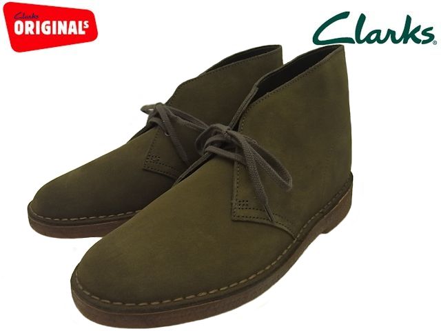 olive green clarks desert boots