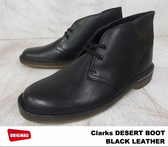 clarks desert boot black smooth