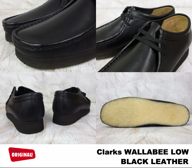 clarks wallabee leather black