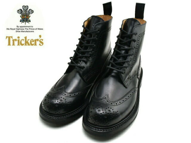 トリッカーズ レディース ウィングチップ カントリーブーツ ダイナイトソール TRICKER'S L5180 MALTON COUNTRY BOOT BLACK ブラック