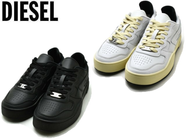 DIESEL ミッドカット レザースニーカー グリーンxブラック DIESEL ディーゼル スニーカー メンズ ミッドカット シューズ 靴