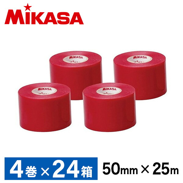 LTV-5025 R ×24 ラインテープ ビニール レッド 50mm幅×25m×4巻×24 MIKASA