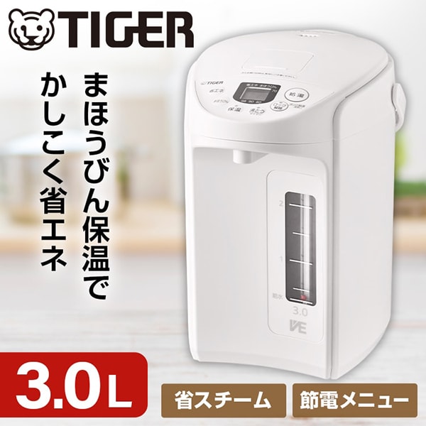 PIQ-G300WC TIGER クールホワイト とく子さん [VE電気まほうびん (3.0L)]