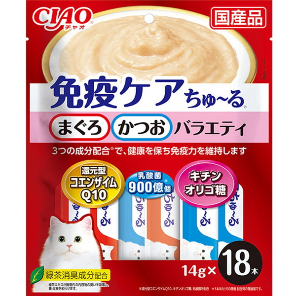 楽天市場】チャオ 免疫ケアちゅ〜る まぐろ・とりささみバラエティ(14g