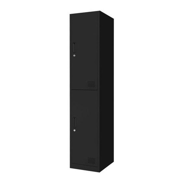 【法人限定】 FAC-S2-2-W-BK Netforce ブラック ファシル [スリム スチールロッカー (鍵付き 2人用 1列2段)] メーカー直送