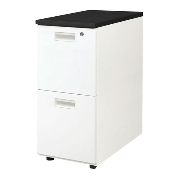 【法人限定】 LD-WD2S-W-BK-WH Netforce 天板ブラック 袖箱ホワイト ナッツ [脇机 (2段 シリンダー錠)] メーカー直送｜総合通販PREMOA 店