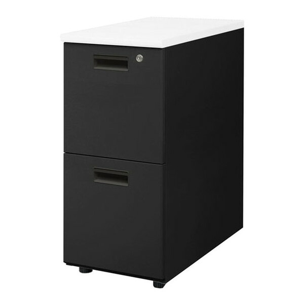【法人限定】 LD-WD2SB-W-WH-BK Netforce 天板ホワイト 袖箱ブラック ナッツ [脇机 (2段 シリンダー錠)] メーカー直送