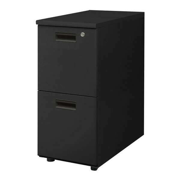 【法人限定】 LD-WD2SB-W-BK-BK Netforce 天板ブラック 袖箱ブラック ナッツ [脇机 (2段 シリンダー錠)] メーカー直送