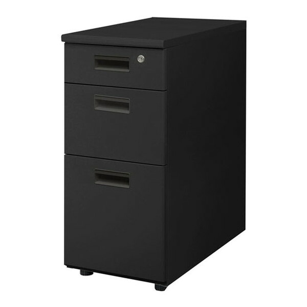 【法人限定】 LD-WD3SB-W-BK-BK Netforce 天板ブラック 袖箱ブラック ナッツ [脇机 (3段 シリンダー錠)] メーカー直送