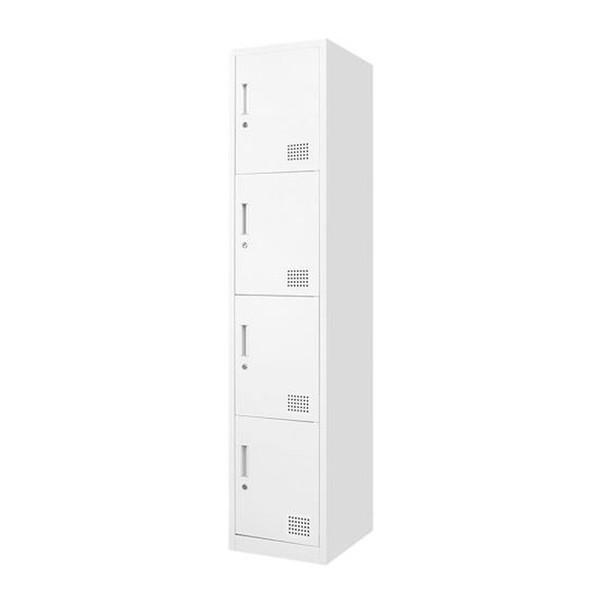 【法人限定】 FAC-S4-2-W-WH Netforce ホワイト ファシル [スリム スチールロッカー (鍵付き 4人用 1列4段)] メーカー直送