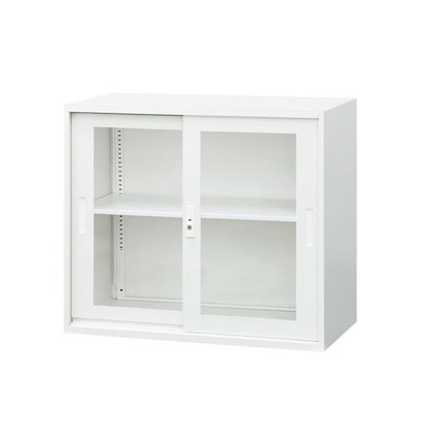 【法人限定】 EA-8840-2HA-W-WH Netforce ホワイト イーセンブリー [引戸書庫 (2段 アクリル扉 幅880×奥行400mm)] メーカー直送