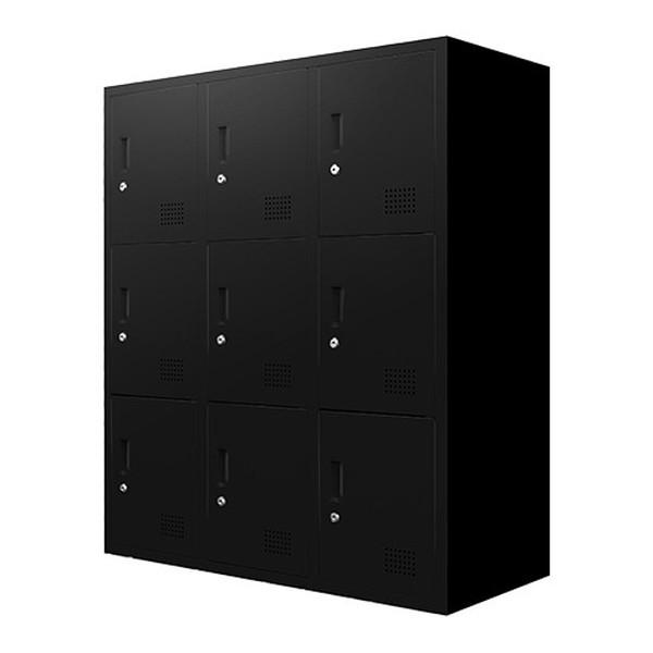 【法人限定】 FH-9-2-W-BK Netforce ブラック [シューズロッカー 3列3段 9人用 鍵付き スチール製 (幅900mm)] メーカー直送