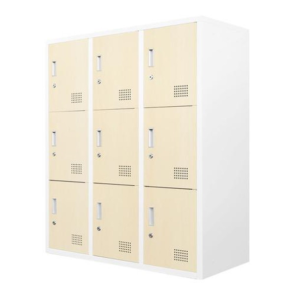 【法人限定】 FH-9-C-W-NA Netforce ナチュラル ファシル [シューズロッカー 9人用 3列3段 木目 (幅900mm)] メーカー直送