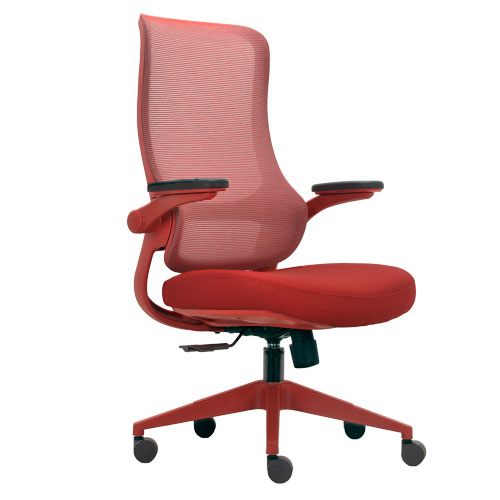 【法人限定】 ARD-1-W-RD Netforce レッド オーロラデザインチェア [肘付 布張り メッシュ オフィスチェア] メーカー直送