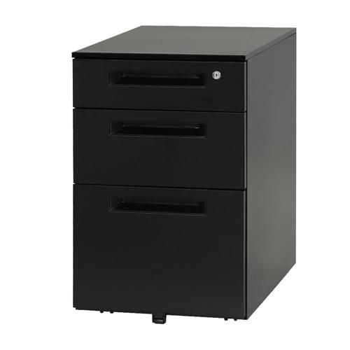 【法人限定】 LSW-S3-W-BK Netforce ブラック [スチールワゴン3段 シリンダー錠] メーカー直送 11,566円