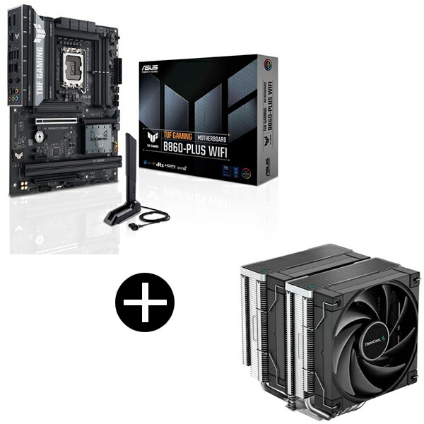 ASUS TUF GAMING B860-PLUS WIFI マザーボード + DEEPCOOL R-AK620-BKNNMT-G ブラック サイドフロー型CPUクーラー セット