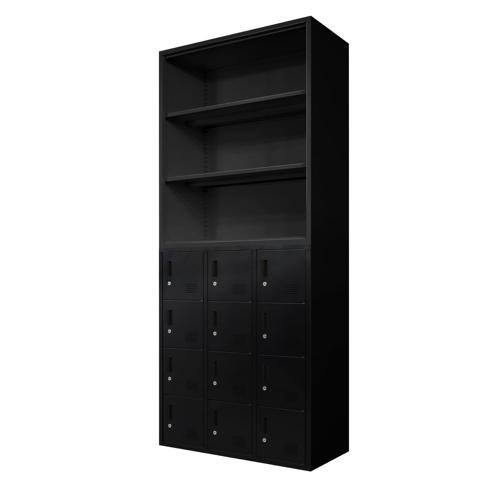 FH-N12-2-W-BK Netforce ブラック FACILE [書庫 2台セット オープン書庫 12人用ロッカー 鍵付き スチール製] メーカー直送｜総合通販PREMOA 店