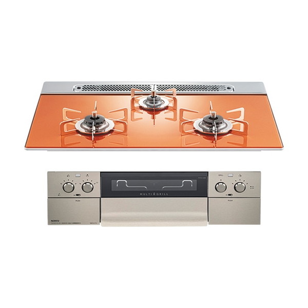 楽天市場 Noritz N3s13pwaspstes 13a フラッシュオレンジ Piatto マルチグリル ビルトインガスコンロ 都市ガス用 3口 両側強火力 75cm幅 総合通販premoa 楽天市場店