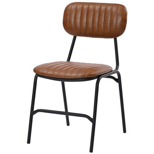 Rattan World RLC320CL ダイニングチェア 4色から選べるレザー インダストリアル ブラウン メーカー直送
