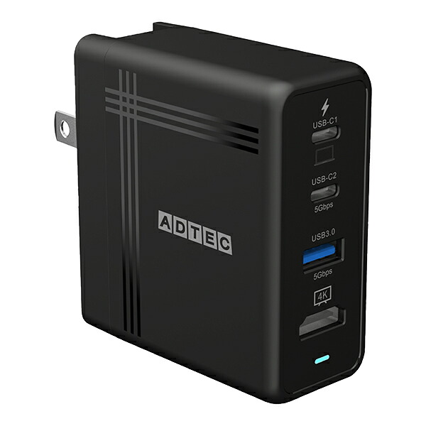 ADTEC APD-V074AC2H-BK [PD対応 4K出力 USB Hub AC充電器 74W]