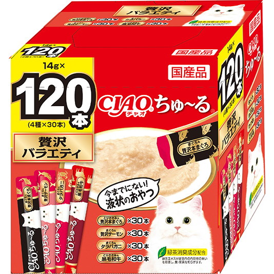 いなばペットフード CIAO ちゅ～る 120本 贅沢バラエティ ちゅーる チュール 猫 120本 猫用おやつ おやつ いなば チャオ 水分補給 ペースト とろとろ