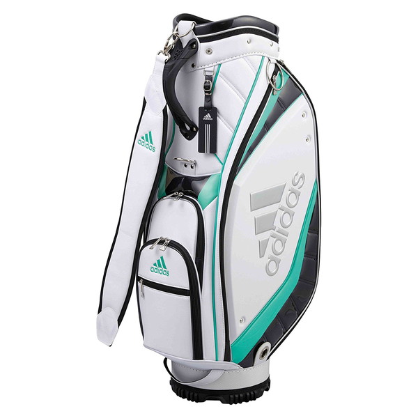ADIDAS(アディダス)Adidas(アディダス)AWU25シルバーロゴキャディバッグホワイト/グリーン9.5型A92497【日本正規品】