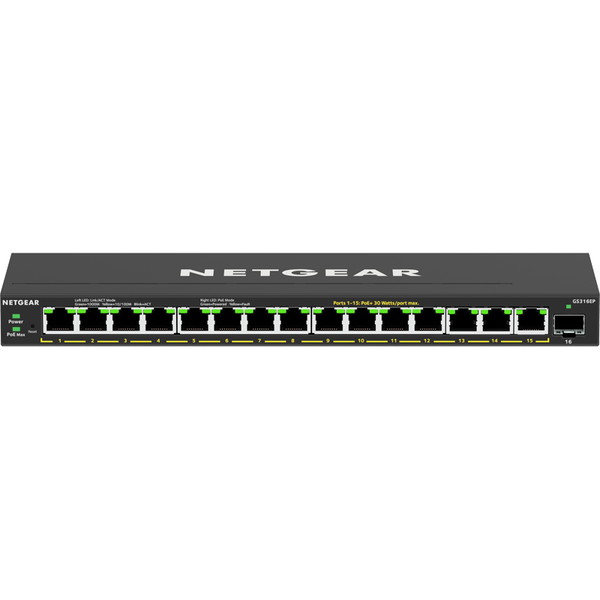 GS316EP-100JPS NETGEAR [SOHO/家庭向けPoE+対応 (180W) ギガビット15ポート SFP 1スロット アンマネージプラススイッチ]｜総合通販PREMOA 店