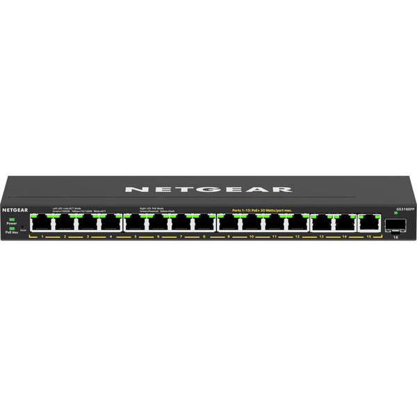 GS316EPP-100JPS NETGEAR [SOHO/家庭向けPoE+対応 (231W) ギガビット15ポート SFP 1スロット アンマネージプラススイッチ]｜総合通販PREMOA 店