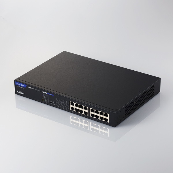 EHB-UG2C16-PL ELECOM [法人用ノン・インテリジェントスイッチングハブ/Gigabit対応/PoE/16ポート/電源内蔵モデル/小型筐体/ファンレス/3年保証]｜総合通販PREMOA 店
