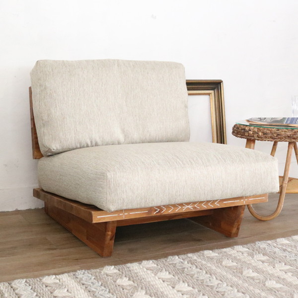 1人掛け ソファ 1P チェア 椅子 いす 天然木 ナチュラル ハワイアン アジアン インテリア おしゃれ Rattan World D1401ASE ソファ Ohana シリーズ メーカー直送