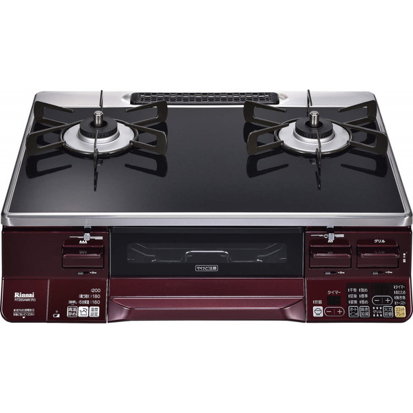 ブラック レッド ガスコンロ プロパンガス用 2口 右強火力 キッチン家電 Rinnai ブラック レッド ガスコンロ Rts65awk1rg Ar Lp 店グリルのお手入れが圧倒的にラクになる ココットプレート 対応 ラクシエ ココットプレート付属 総合通販premoa