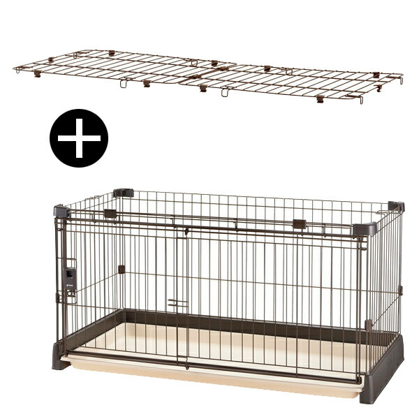 犬 サークル 犬用 室内 ペットサークル もっとお掃除簡単ペットサークル 120-60 ダークブラウン + 屋根面セット トレー付き おしゃれ 小型犬 Richell リッチェル