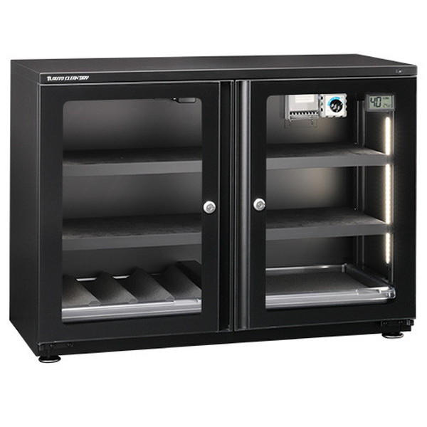 防湿庫 東洋リビング LD-160CDWS(B) 160L ワイドシリーズ オートクリーンドライ カメラ 保管庫 非接触ライト 庫内コンセント デジタル温湿度計 LEDライト レンズホルダー 鍵付き 中央支柱 取り外し アジャスター付 防カビ対策 メーカー直送