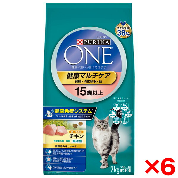 【6個セット】ネスレ ピュリナワン キャット 健康マルチケア 15歳以上 チキン 2Kg