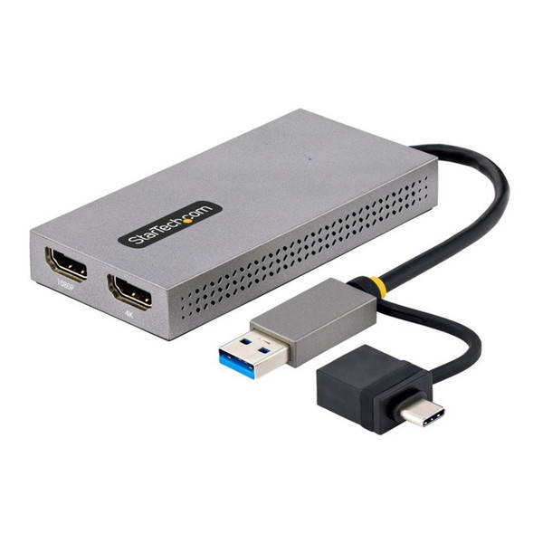 107B-USB-HDMI StarTech [ディスプレイアダプター (USB-C & USB-A接続/デュアルディスプレイ/HDMI(1x 4K30Hz、1x 1080p)/11cmケーブル/Windows & macOS/USB 3.0-HDMI 変換アダプター)]
