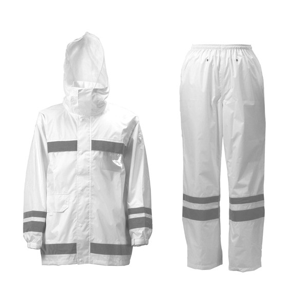 カジメイク  381001M 視認性レインスーツ ホワイト M 楽天市場】カジメイク 381001M 視認性レインスーツ ホワイト M : アカリカ
