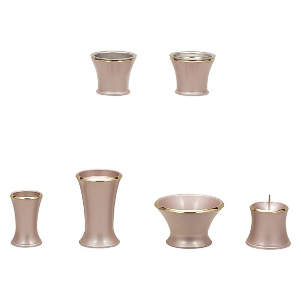 ALTE MEISTER カヌレ 6点セット 小 ピンク 仏具 セット 小物 おしゃれ おりん付き ろうそくたて 仏壇｜総合通販PREMOA 店