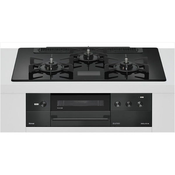 RHS71W38M17VCBW-LP Rinnai クリスタルブラック DELICIA [ビルトインガスコンロ(プロパンガス用・両側強火タイプ・3口・75cm)]