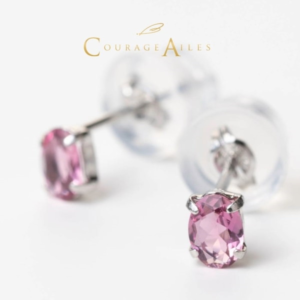 EDA-1470TO Courage Ailes [ピアス (10月誕生石 ピンクトルマリン 天然石 カラーストーン Pt900 プラチナ ペンダント結婚 記念日 誕生日 華奢 贈り物 シンプル 4本爪)] メーカー直送