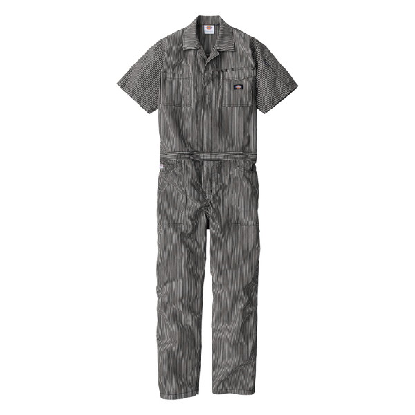 D7102 ブラック LL Dickies [ライト ストレッチ ヒッコリー半袖ツナギ]
