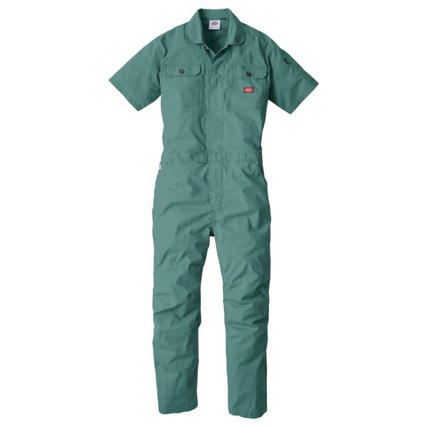 D749 グリーン M Dickies [ストレッチCVC半袖ツナギ]