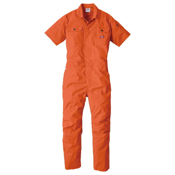D749 オレンジ L Dickies [ストレッチCVC半袖ツナギ]