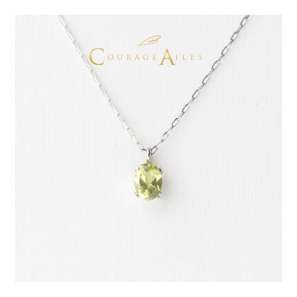 PDA-2270PE Courage Ailes [ネックレス (8月誕生石 ペリドット 天然石 カラーストーン Pt900 Pt850 プラチナ ペンダント 出産祝い 結婚祝い 記念日 誕生日 華奢 贈り物 シンプル 4本爪)] メーカー直送