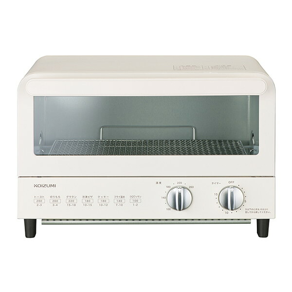 オーブントースター コイズミ KOS-1205/W 送料無料 トースター 温度調整 100-260℃ 2枚焼き 遠赤外線 1200Ｗ タイマー おしゃれ かわいい シンプル 白 ギフト プレゼント 一人暮らし 単身 20cmピザが焼ける 山型パン 小泉成器 KOIZUMI KOS1205W｜総合通販PREMOA 店