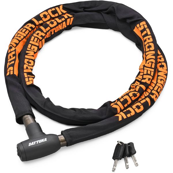 D48493 Daytonaバイク用 ワイヤーロック φ26mmスチール合金製 LEDライト付き鍵 ストロンガースチールリンクロック 2000mm 48493 デイトナ