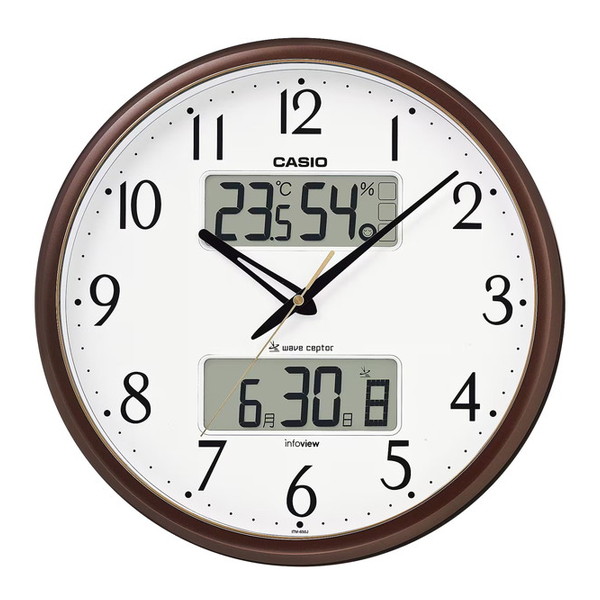 CASIO カシオ 電波掛時計 電波時計 掛時計 掛け時計 クロック アナログ ITM-650J-5JF メタリックブラウン 生活環境お知らせ