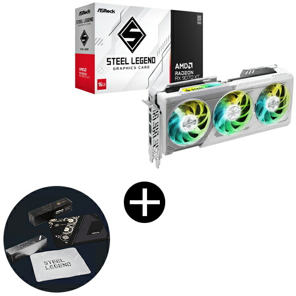 ASRock RX9070XT SL 16G ホワイト グラフィックボード + ASRockオリジナルマウスパッド セット【KK9N0D18P】
