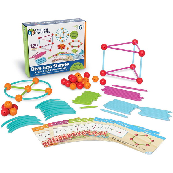 LER 1773 Dive into Shapes! A Sea and Build Geometry Set 挿して繋げて! 2D&3D図形を作ろう! LEARNING RESOURCES画像